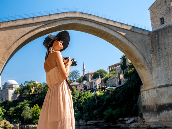 Tourist in Mostar Bosnia and Herzegovina