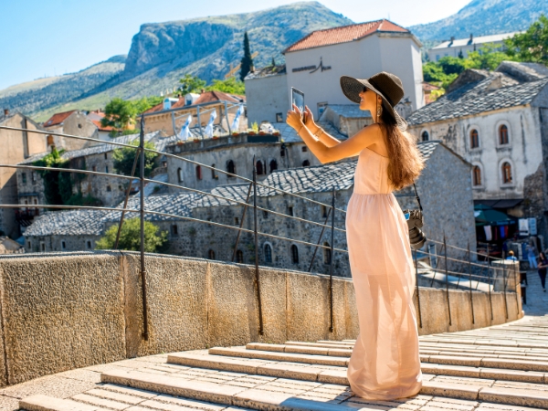 Tourist in Mostar Bosnia and Herzegovina